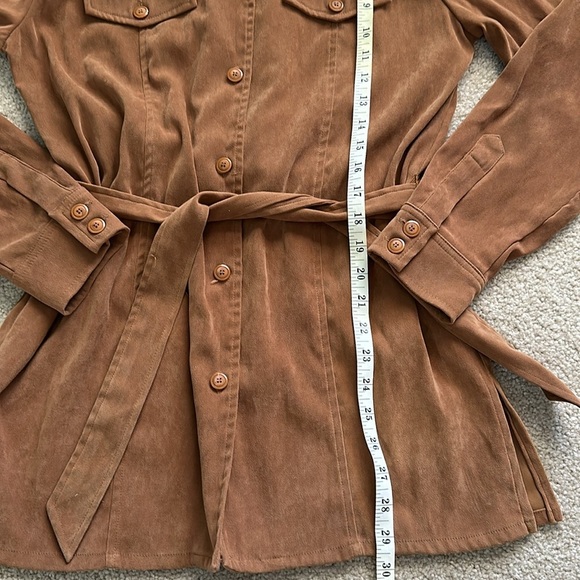 Vintage Rafaella Women’s Tan Button Up Jacket with Belt Size 6 - Picture 5 of 11